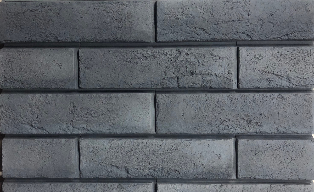 Бонн-2 Плитка под кирпич для навесного вент фасада без расшивки шва 253X68X26 мм RAL 7021 искусственный камень