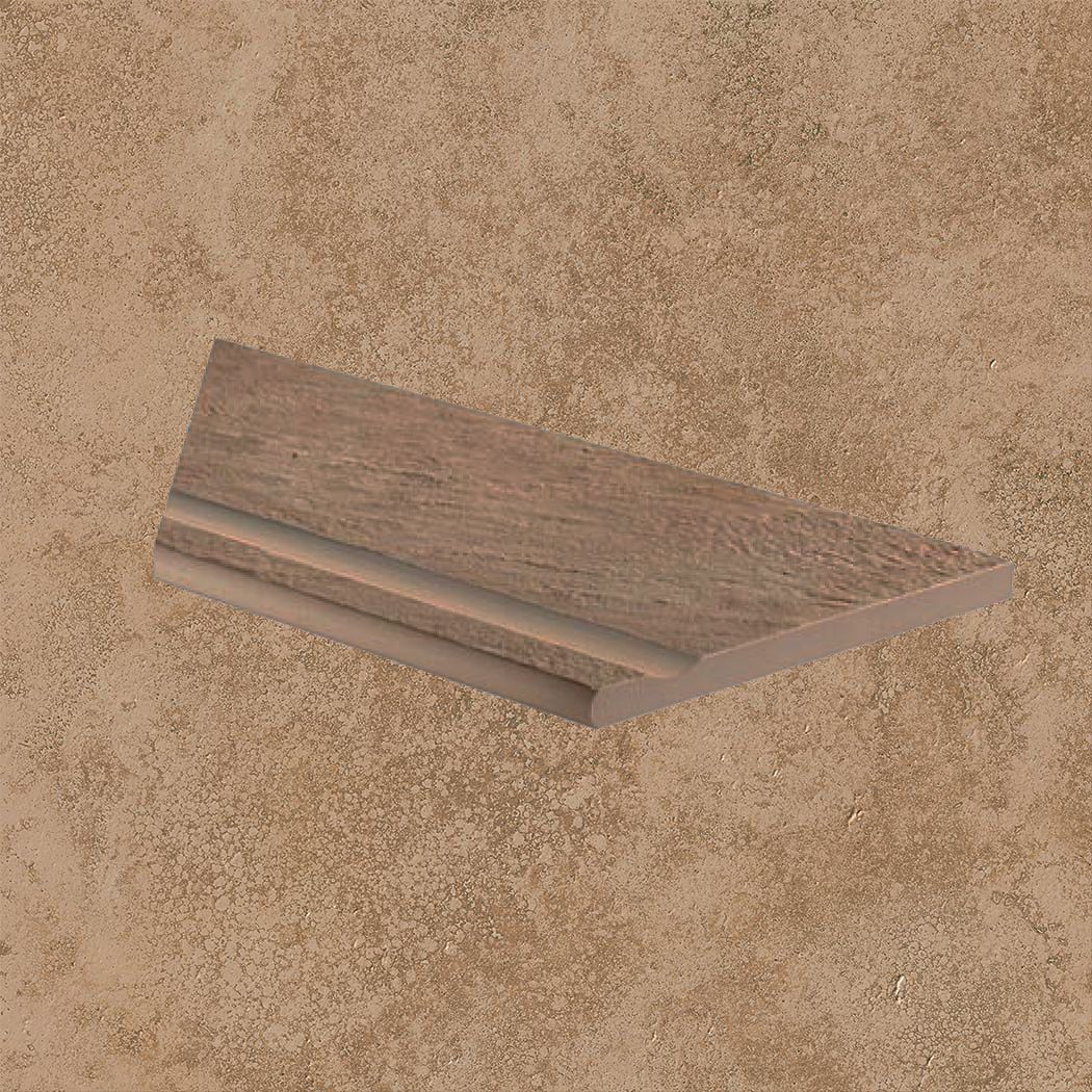 Тротуарная плитка Бежевая Lastra. Спец. Элемент- Бортик Угловой Бассейн Лс 30x60 Лэндстоун Волнат \ Landstone Walnut Bordo Piscina Angolo Sx 300х600х20мм