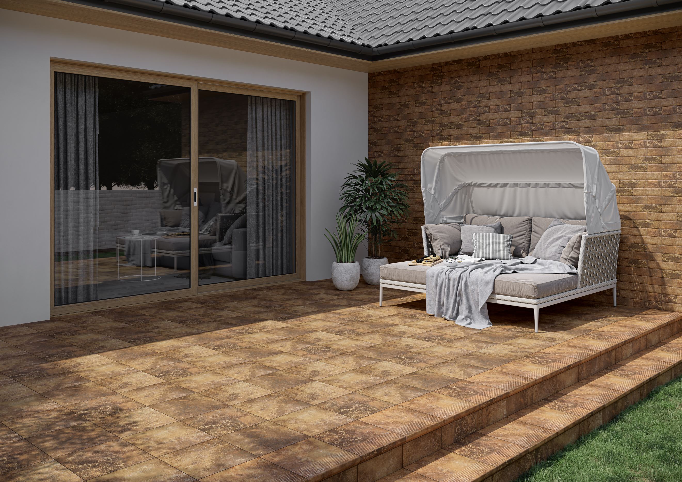 Arteon Ochra клинкерная ступень с насечками плоская противоскользящая 300x300x11 мм