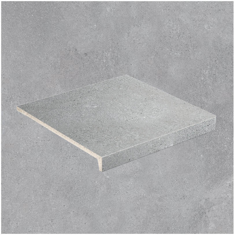 Клинкерная Ступень лофт противоскользящая плитка Stroeher KERAPLATTE ZOE 970 grey 294*340*35*11 мм