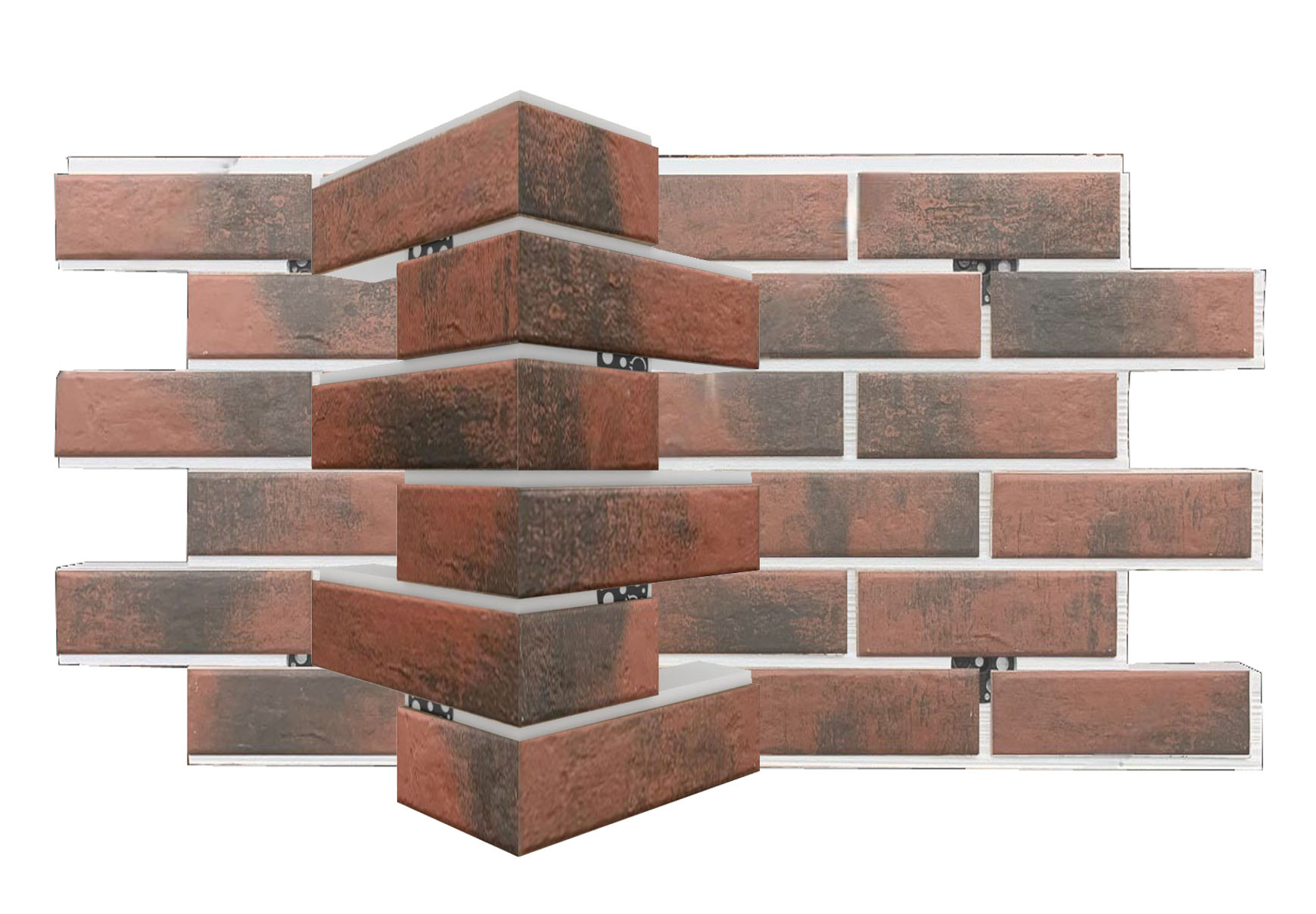 Red Wine Угловая фасадная термопанель из пенополистирола ППС 40 мм, 0,17м2 с клинкерной плиткой