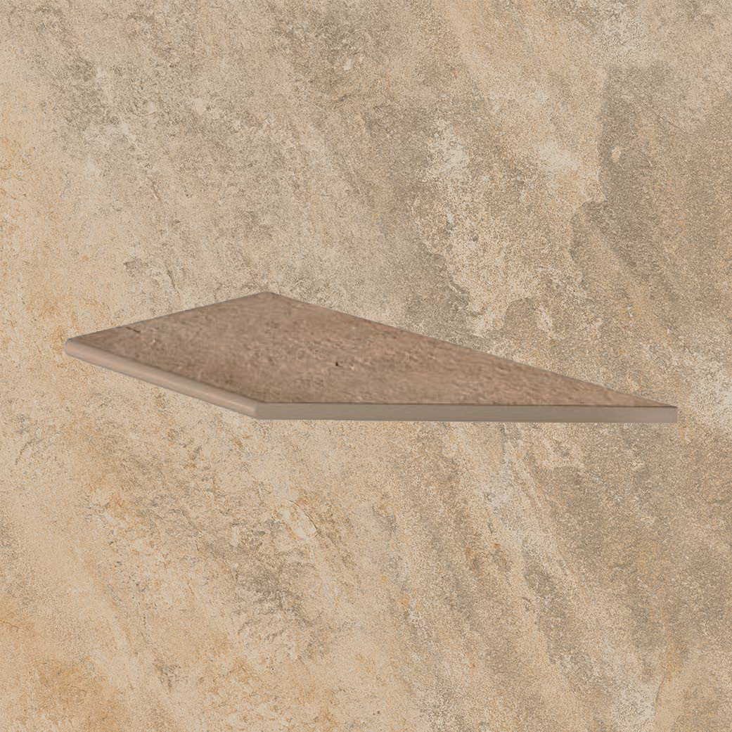 Тротуарная плитка Бежевая-золото Lastra. Спец. Элемент-Бортик Закругленный Угловой Лc Лэндстоун Голд \ Landstone Gold Round Angolo Sx 300х600х20мм