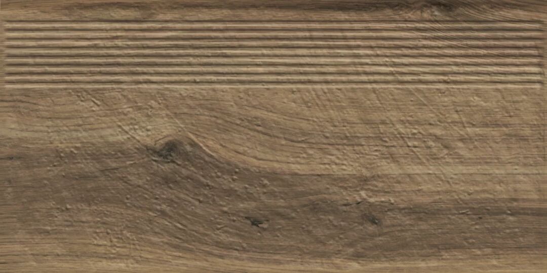 Клинкерная ступень с насечками Carrizo Wood 600*300*8,5 мм – для улицы, террасы, крыльца, лестницы, морозостойкая