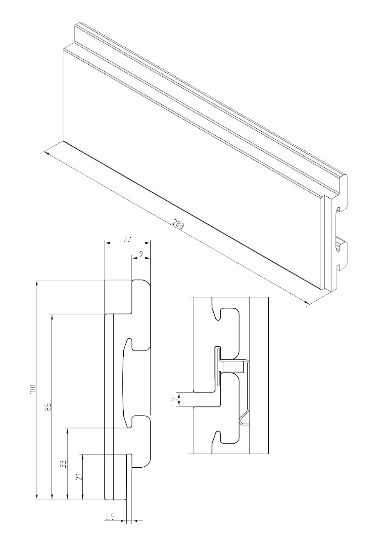 Клинкерная Плитка для Вентилируемых фасадов без расшивки шва 9012 283*85/100*22 мм