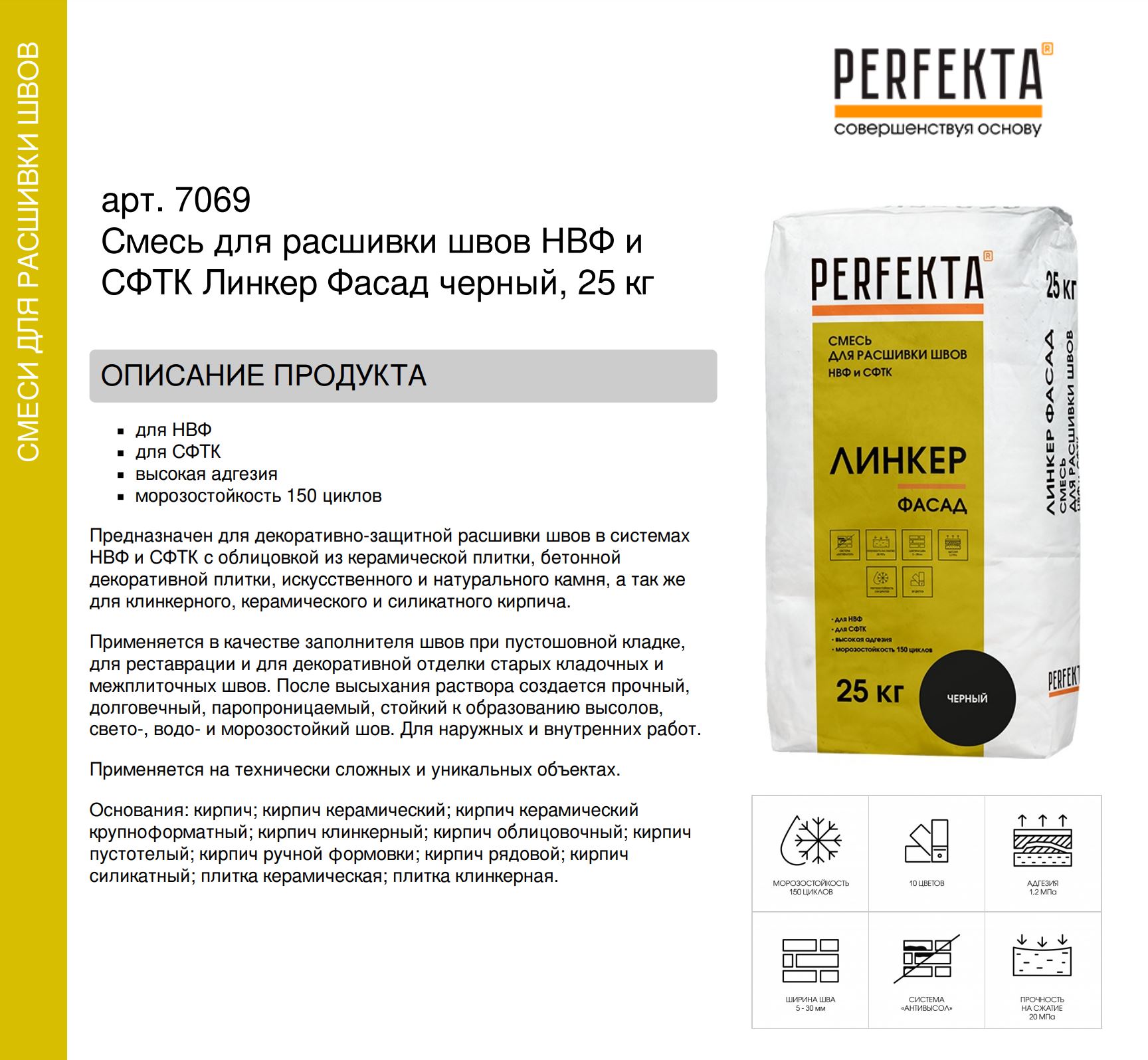 Смесь для расшивки швов НВФ и СФТК Линкер Фасад черный, 25 кг