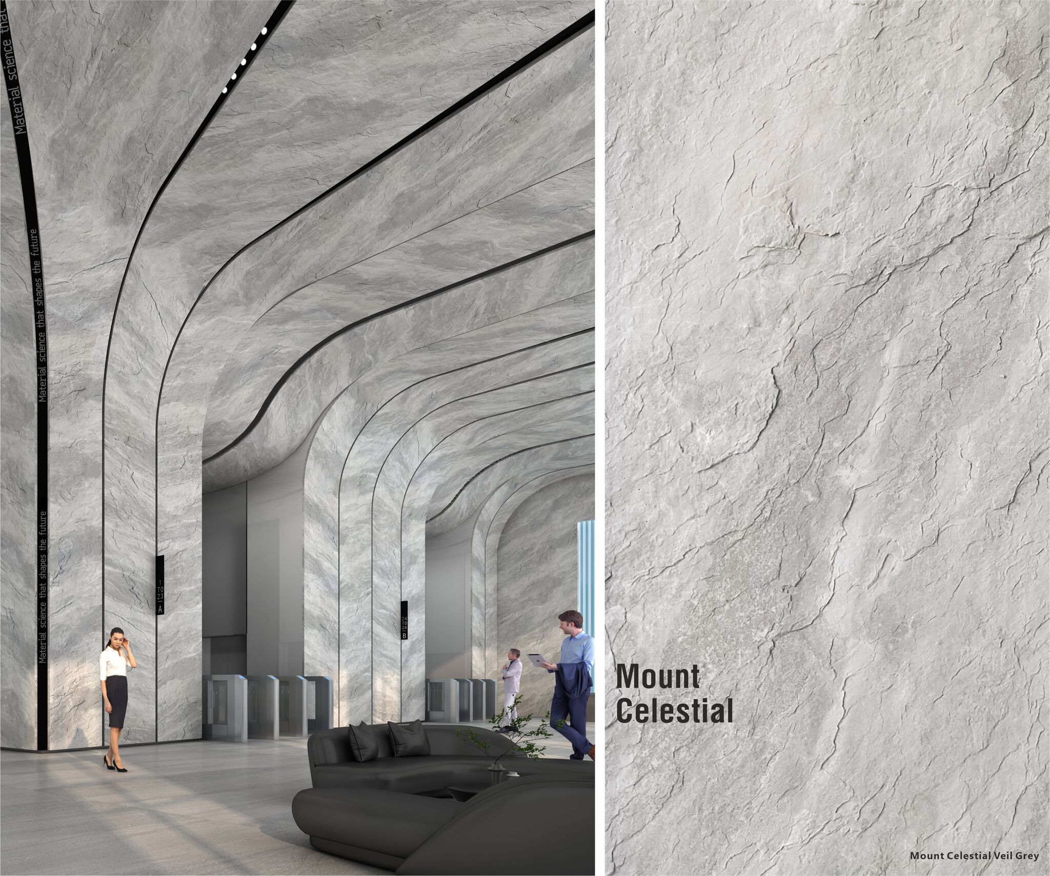 Mount Celestial Loki Mountain Light Grey (светло-серый камень с мягкой структурой горной породы)  гибкий камень 1200×600 мм