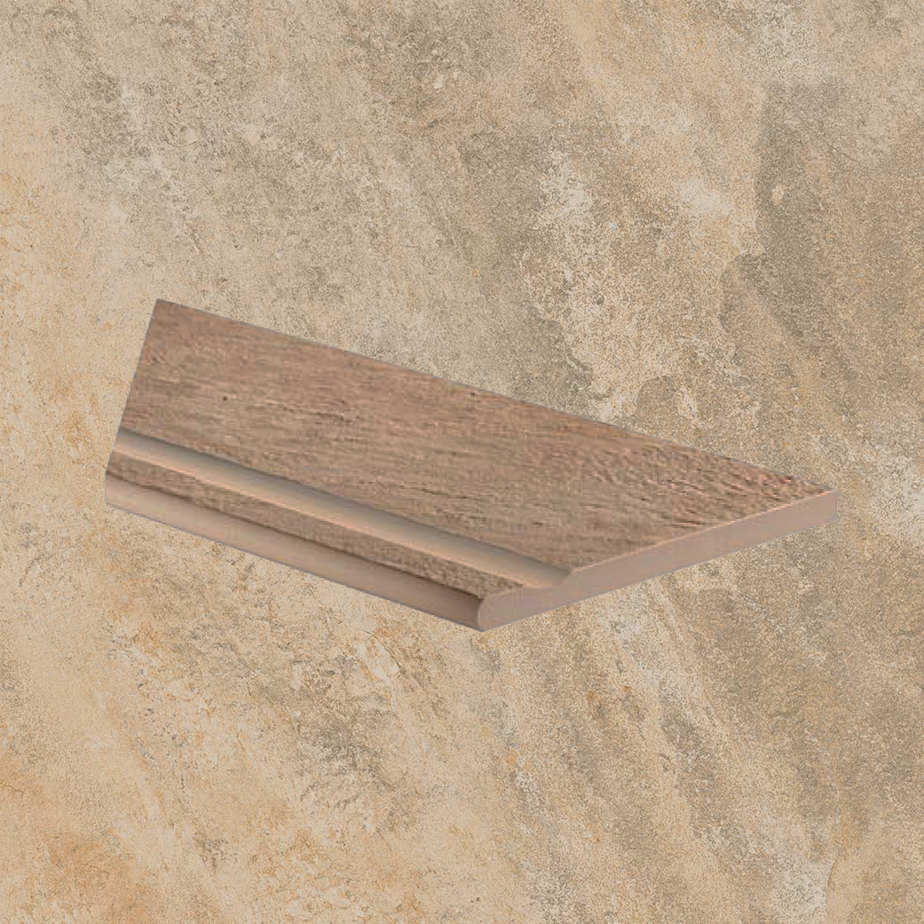 Тротуарная плитка Бежевая-золото  Lastra. Спец. Элемент- Бортик Угловой Бассейн Лс 30x60 Лэндстоун Голд \ Landstone Gold  Bordo Piscina Angolo Sx 300х600х20мм