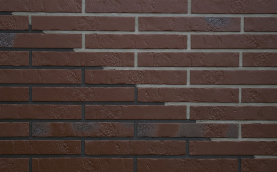 Фасадная Термопанель из пенополистирола ППС 60 мм с клинкерной плиткой Alaska Braun KohleBrand Schieferstruktur 365*52*10 мм