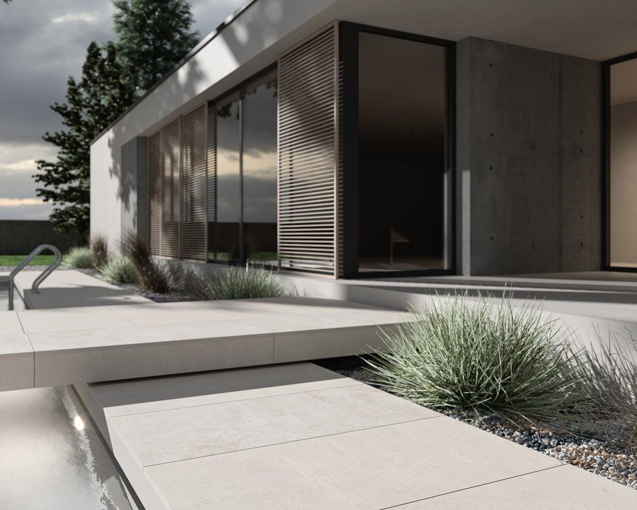 Pure Art Grey Gres 20 мм тротуарная плитка уличная, противоскользящая, керамогранитная 595*595*20 мм Paradyz