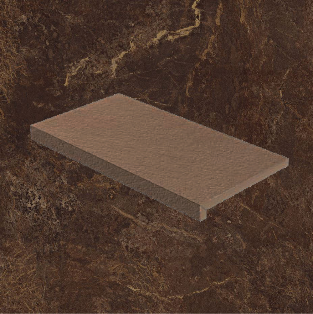 Тротуарная плитка Коричневая Lastra. Спец. Элемент- Ступень Угловая Пс Форс Фэнси \ Force Fancy Scalino Angolare Dx 330х600х20мм