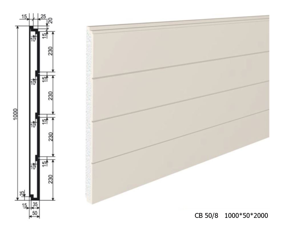 Панель утепления под покраску для фасада - изосайдинг из пенополистирола СВ-50/8 1000*50*2000 мм
