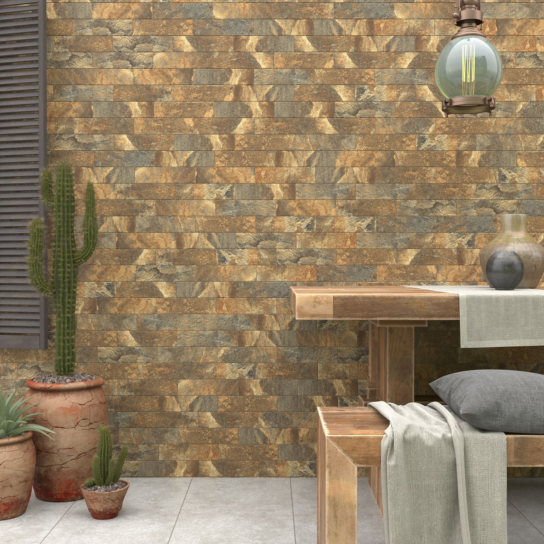 Колорадо-4 коричневая клинкерная фасадная плитка под кирпич 245*65*7 мм, керамин