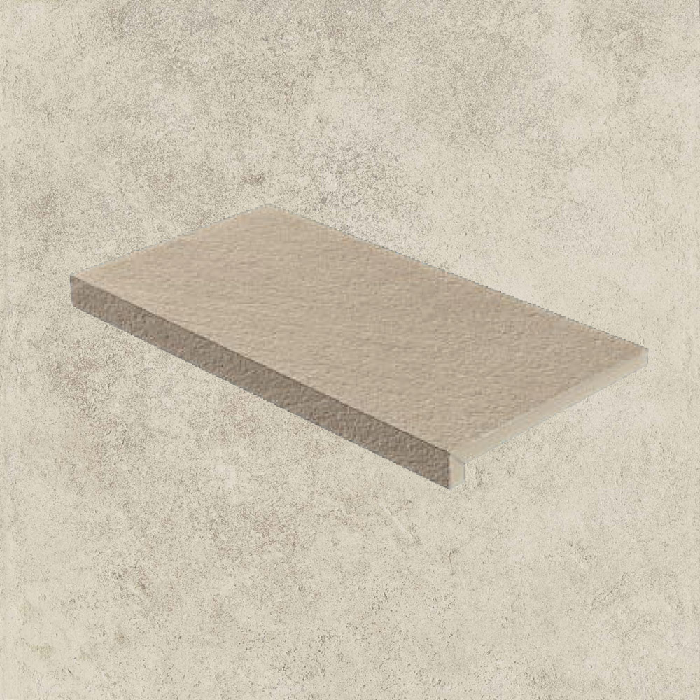 Тротуарная плитка Белая Lastra. Спец. Элемент- Ступень Угловая Пс Дрифт Вайт \ Drift White Scalino Angolare Dx 330х600х20мм