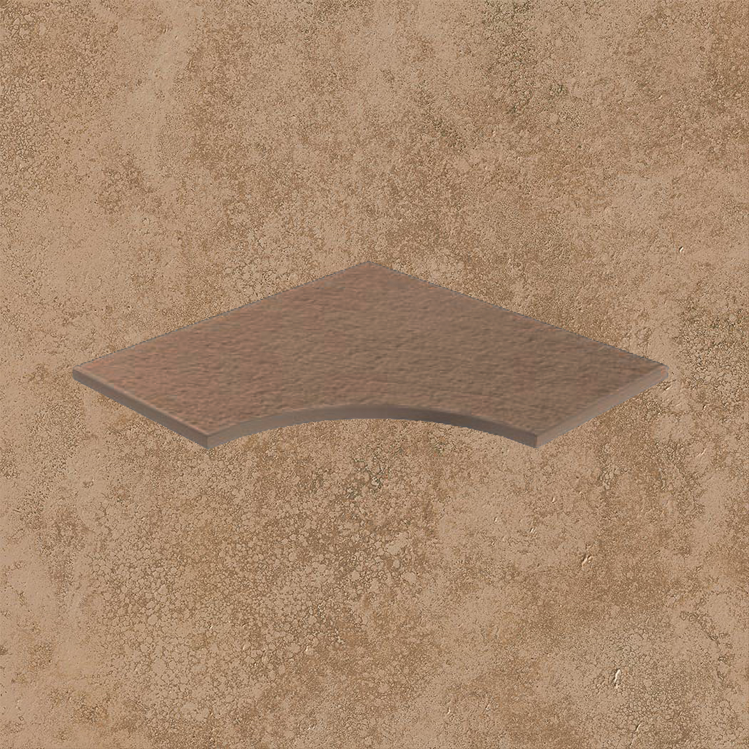 Тротуарная плитка Бежевая Lastra. Спец. Элемент- Бортик Изогнутый Закругленный 30 Лэндстоун Волнат \ Landstone Walnut Bordo Curvilineo Round 30 300х600х20мм
