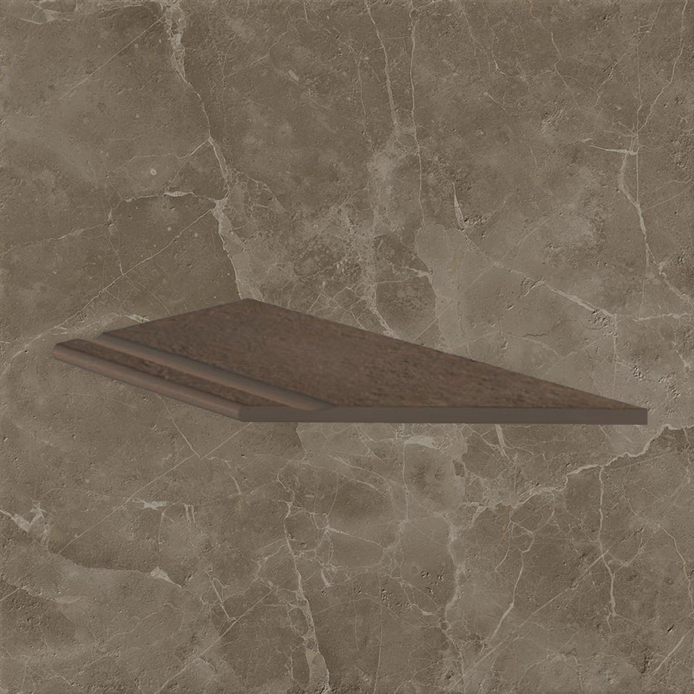 Тротуарная плитка Светло-коричневая Lastra. Спец. Элемент- Бортик Угловой Бассейн Пс 30x60 Супернова Стоун Грей \ Supernova Stone Grey Piscina Angolo Dx 300х600х20мм