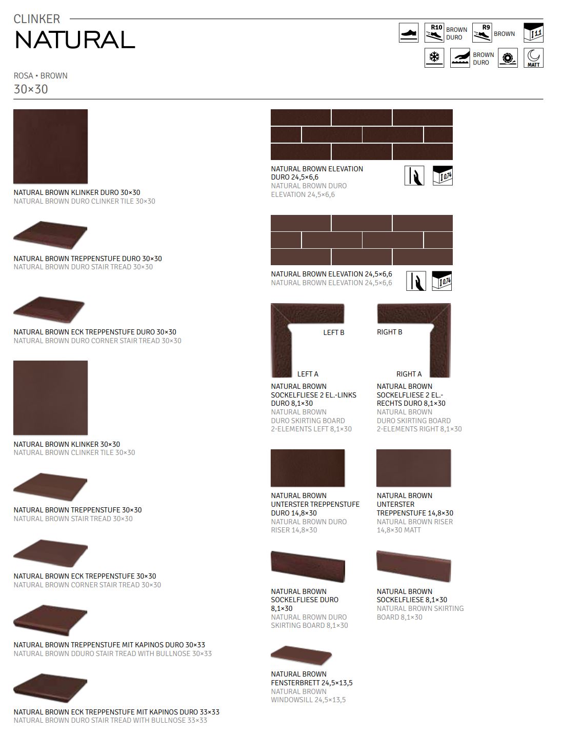 Natural Brown угловая клинкерная ступень с насечками 300x300x11 мм