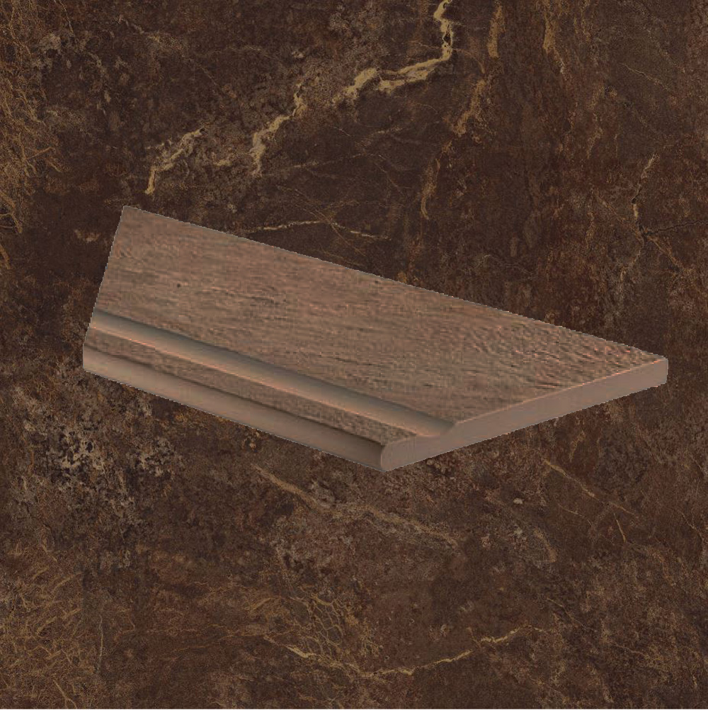 Тротуарная плитка Коричневая Lastra. Спец. Элемент- Бортик Угловой Бассейн Лс 30x60 Форс Фэнси \ Force Fancy Piscina Angolo Sx 300х600х20мм