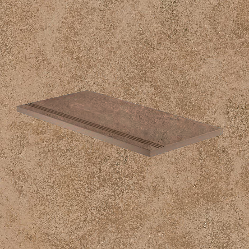 Тротуарная плитка Бежевая Lastra. Спец. Элемент-Ступень Линеаре 30х60 Лэндстоун Волнат \ Landstone Walnut Gradino Lineare 300х600х20мм