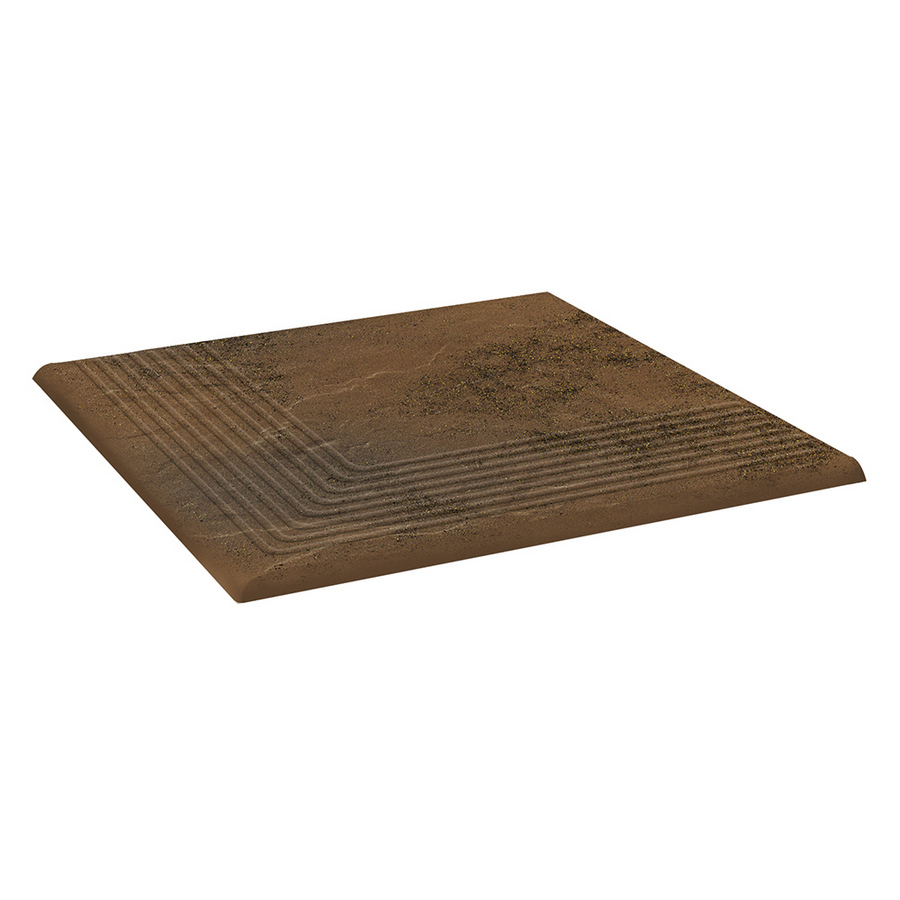 Semir Beige угловая клинкерная ступень с насечками 300x300x11 мм