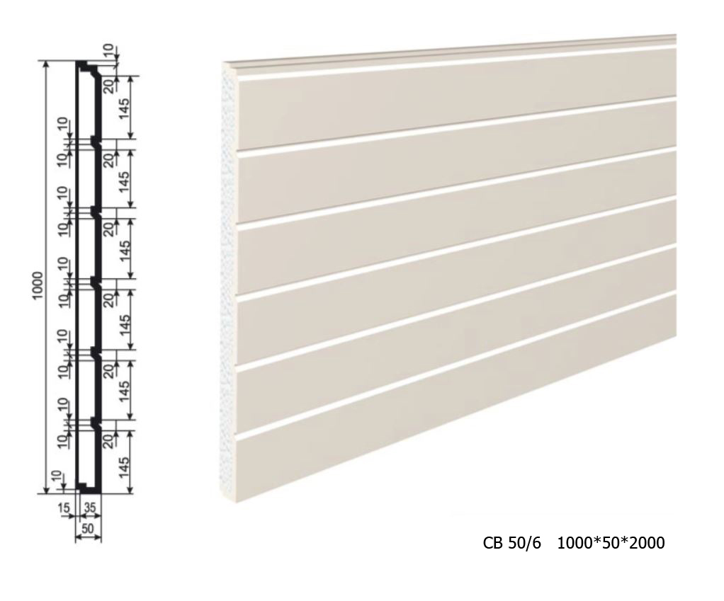 Панель утепления под покраску для фасада - изосайдинг из пенополистирола СВ-50/6 1000*50*2000 мм