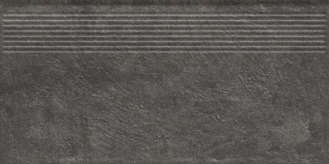 Клинкерная ступень с насечками Carrizo Basalt 600*300*8,5 мм – для улицы, террасы, крыльца, лестницы, морозостойкая