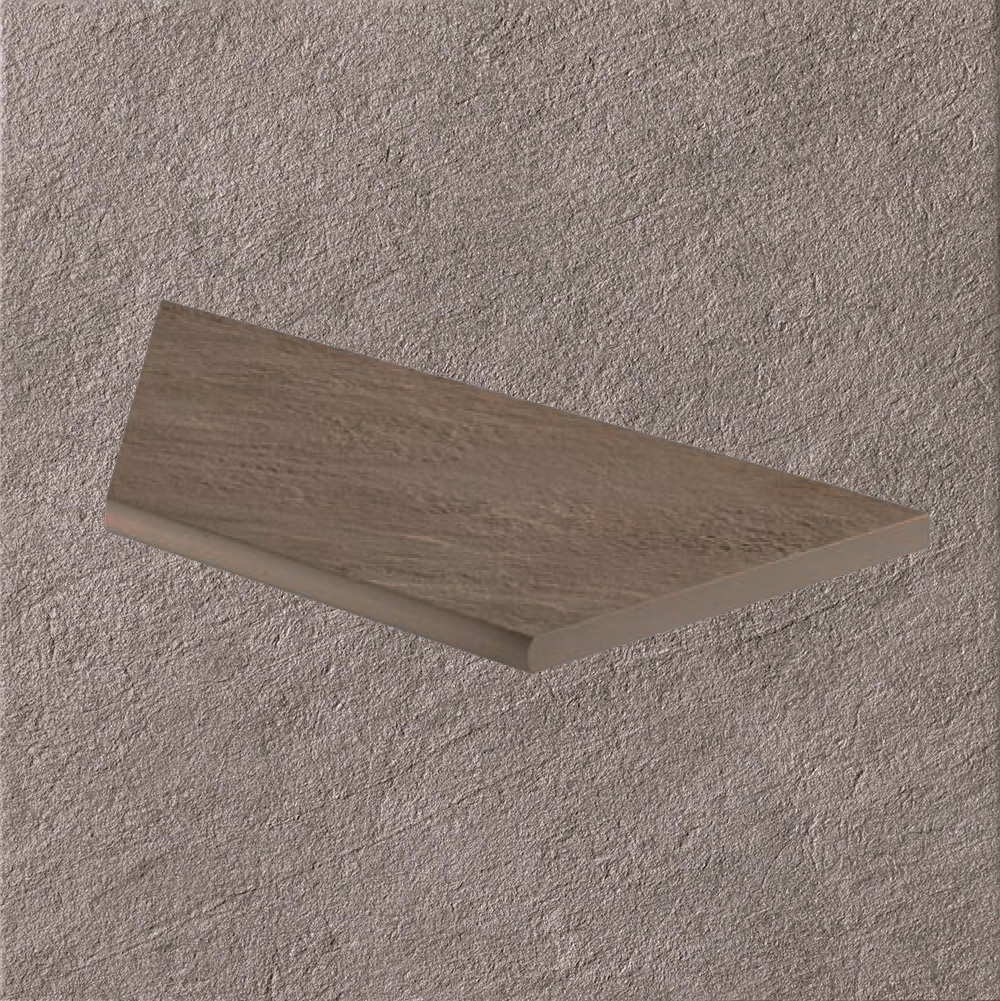 Тротуарная плитка Серо-коричневая Lastra. Спец. Элемент- Бортик Закругленный Угловой Пc Клиф Гриджио \ Cliff Grigio Round Angolo Dx 300х600х20мм