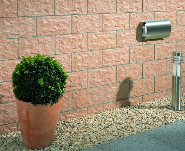 Клинкерная фасадная плитка облицовочная под камень Stroeher (Штроер) Kerabig KS 03 rose рельефная, 302*148*12 мм