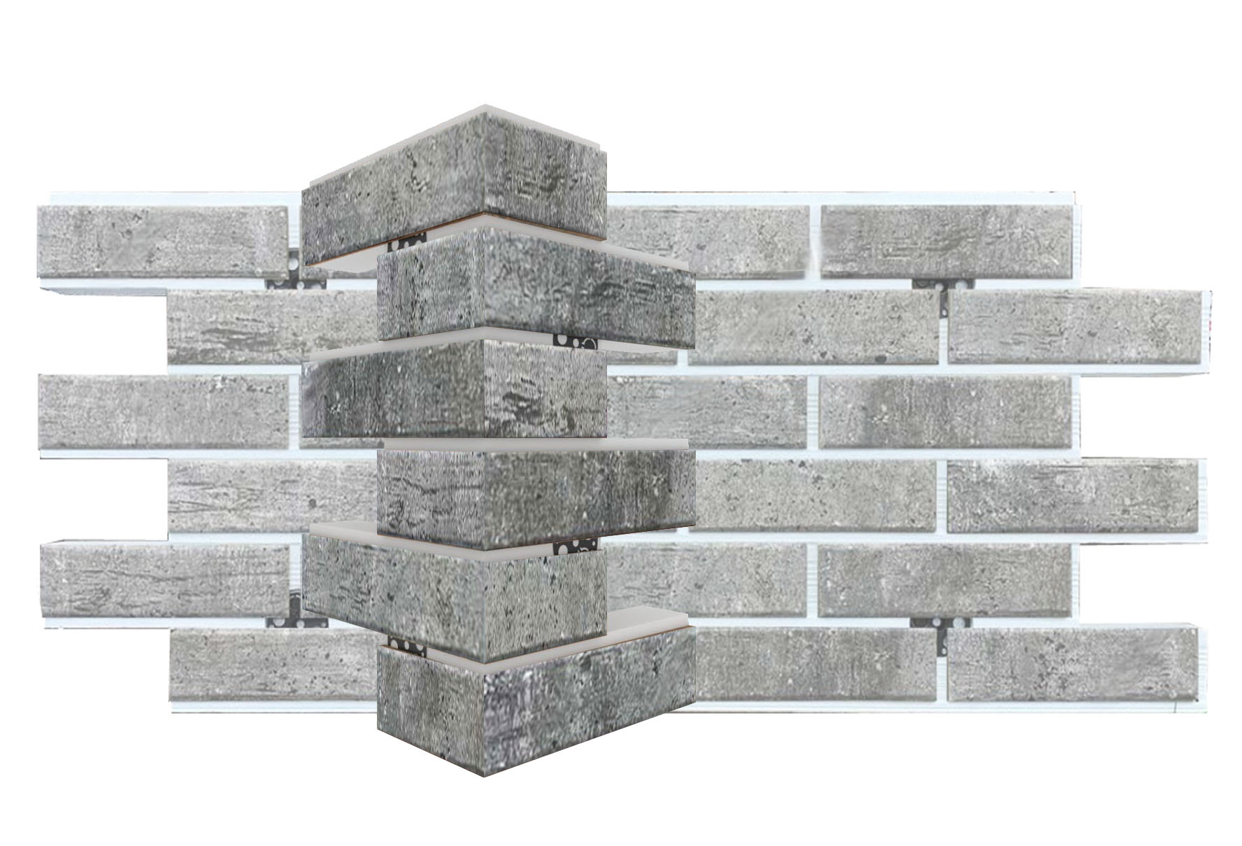 Cement Dark угловая фасадная термопанель из пенополистирола ППС 40 мм, 0,17 м2 с клинкерной плиткой