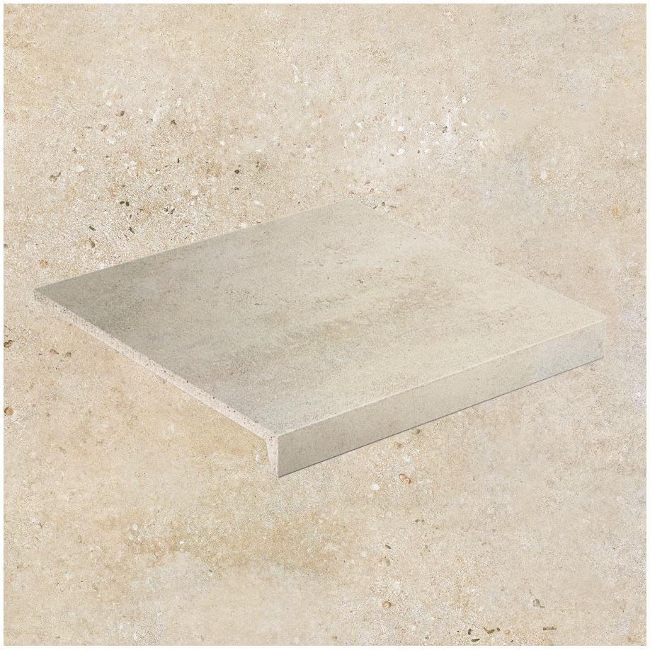 Клинкерная Ступень лофт противоскользящая плитка Stroeher KERAPLATTE GRAVEL BLEND 960 beige 294*340*35*11 мм