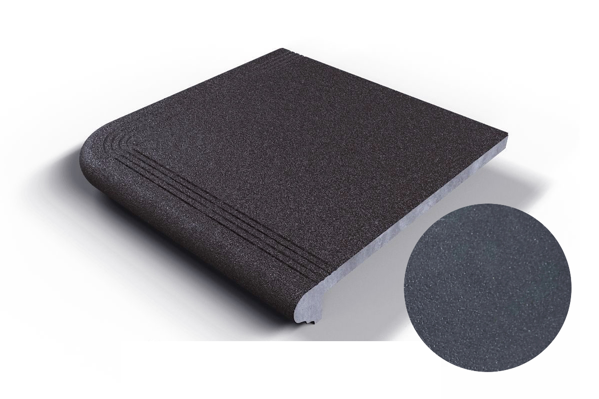 501 Угловая ступень Флорентинер противоскользящая с насечками, антрацит 330*330*17 мм