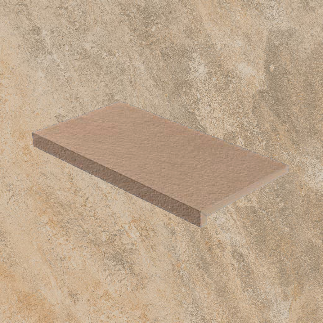 Тротуарная плитка Бежевая-золото Lastra. Спец. Элемент- Ступень Угловая Пс Лэндстоун Голд \ Landstone Gold Scalino Angolare Dx 330х600х20мм