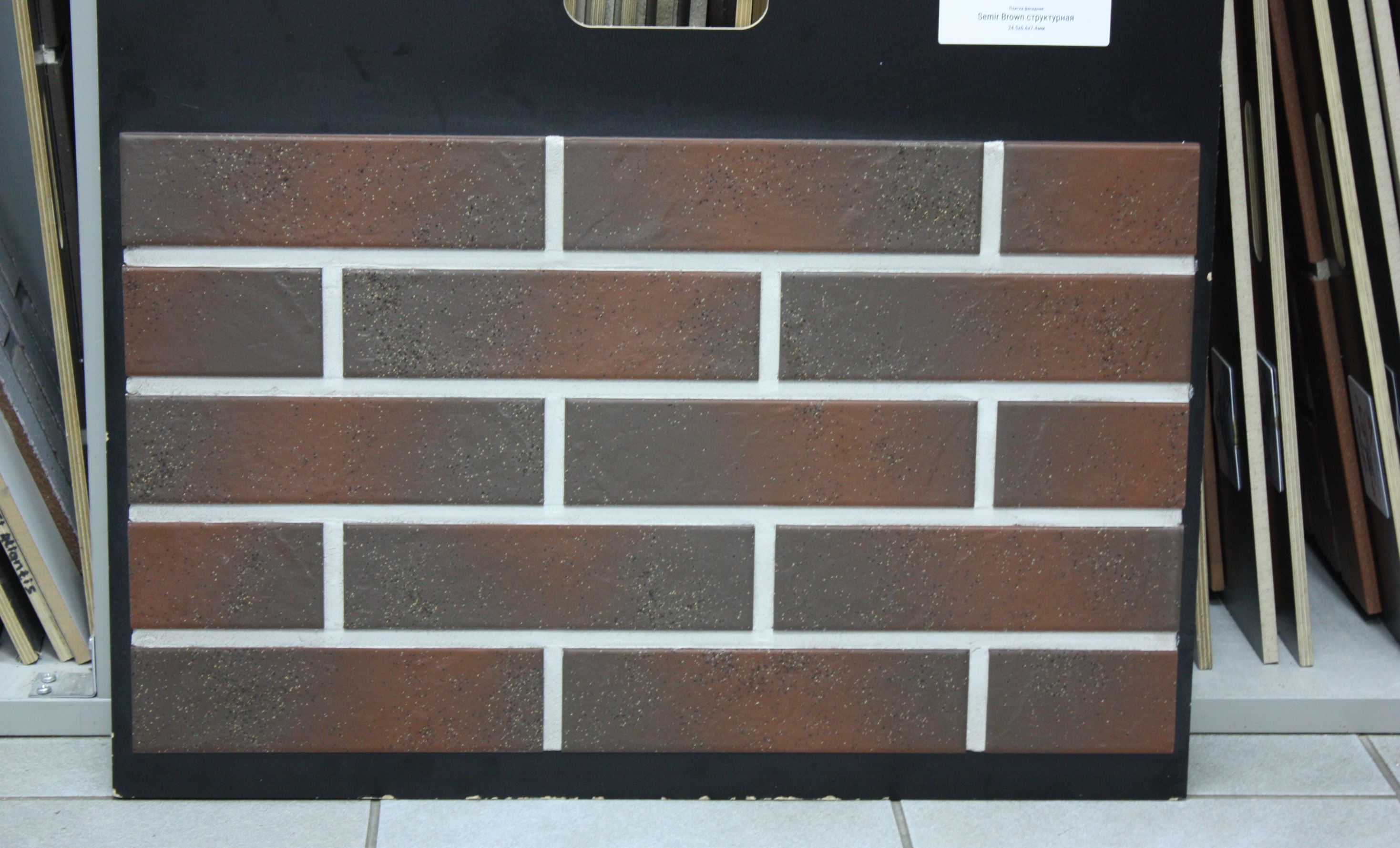 Semir Brown 245X66х7,4 мм Клинкерная фасадная плитка под кирпич облицовочная, коричневая