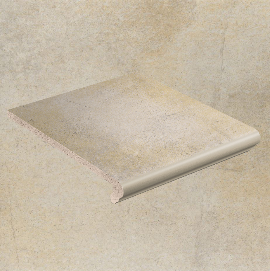 Клинкерная ступень флорентинер противоскользящая плитка Stroeher KERAPLATTE AERA T 721 roule 340*294*12 мм