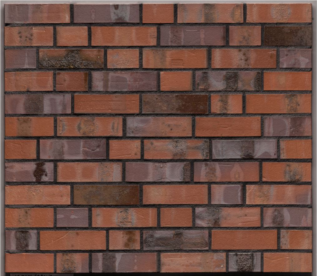 Кирпич облицовочный Клинкерный ABC 8554 Schleswig blau-bunt Kohlebrand Fußsortierung NF 240*115*71 мм