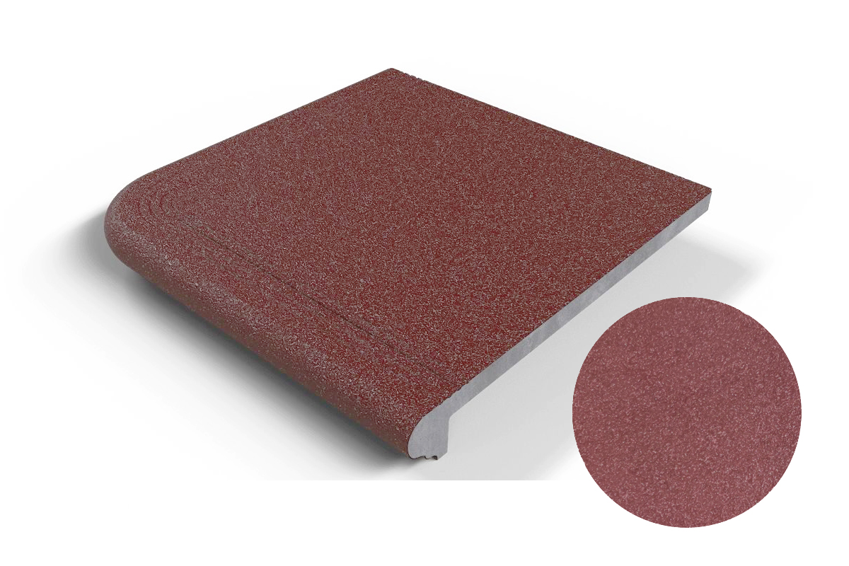 108 Угловая ступень Флорентинер противоскользящая с насечками, красный терракот 330*330*17 мм