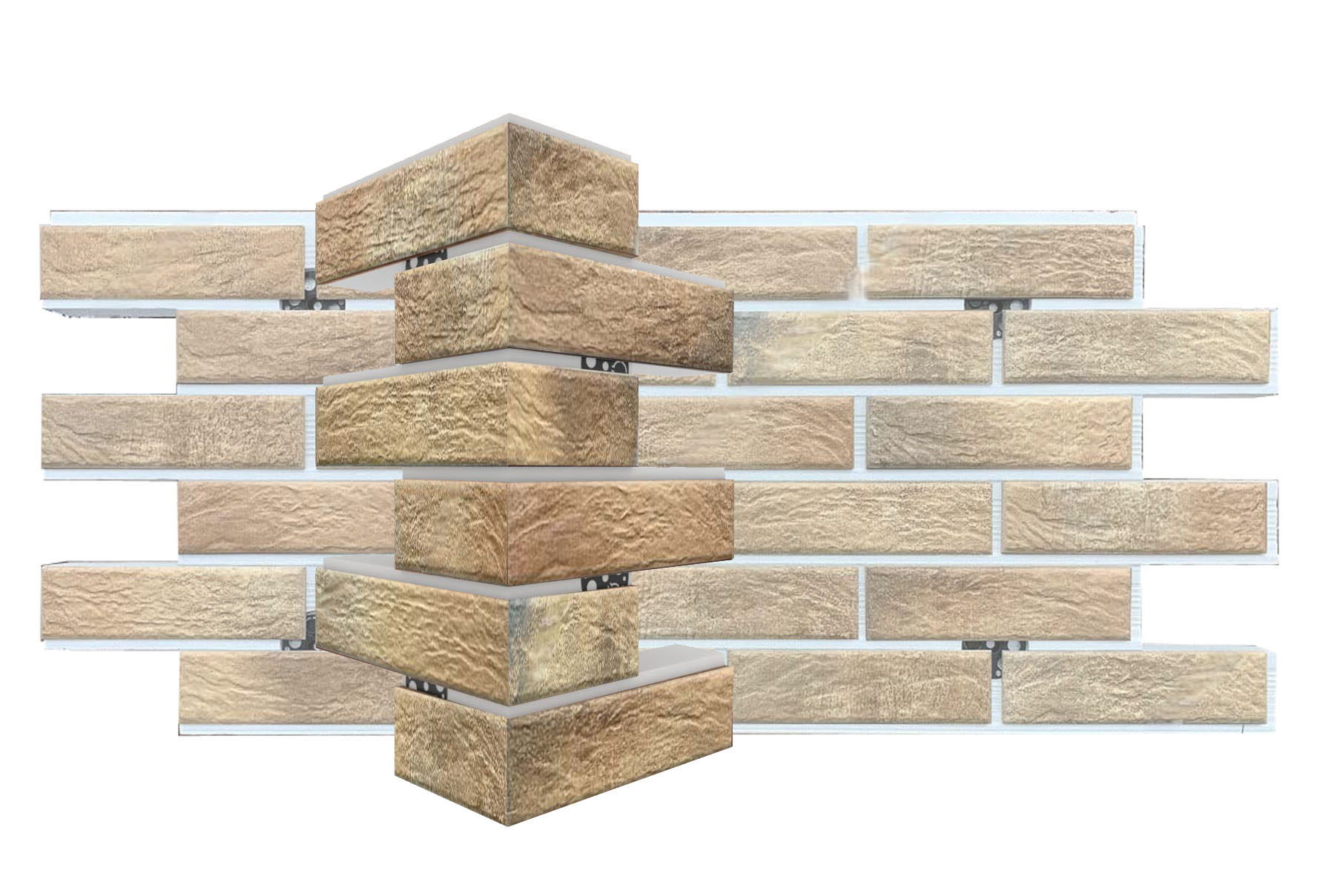 Loft Brick Curry угловая фасадная термопанель из пенополистирола ППС 50 мм, 0,17 м2 с клинкерной плиткой