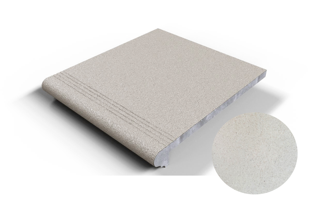 301 Ступень Флорентинер фронтальная противоскользящая с насечками, белый беж 330*310*17 мм