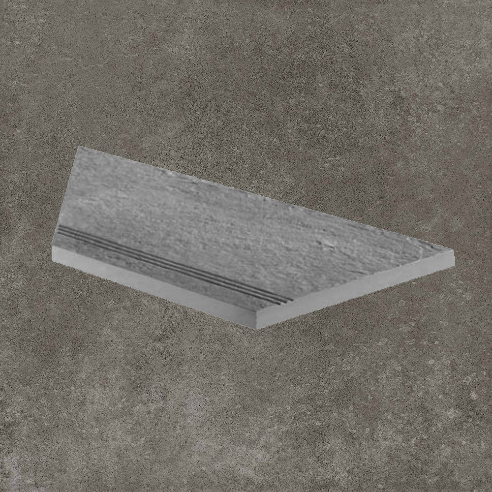Тротуарная плитка Серая Lastra. Спец. Элемент- Ступень Угловая Линеаре Лс 30x60 Дрифт Грей \ Drift Grey Gradino Lineare Angolo Sx 300х600х20мм