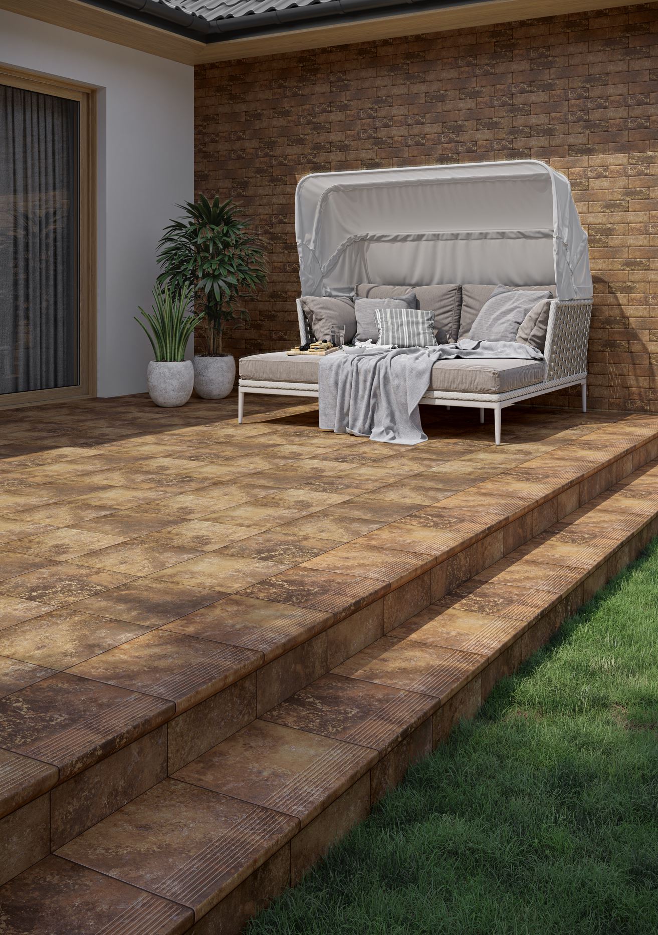 Arteon Ochra клинкерная ступень с насечками плоская противоскользящая 300x300x11 мм