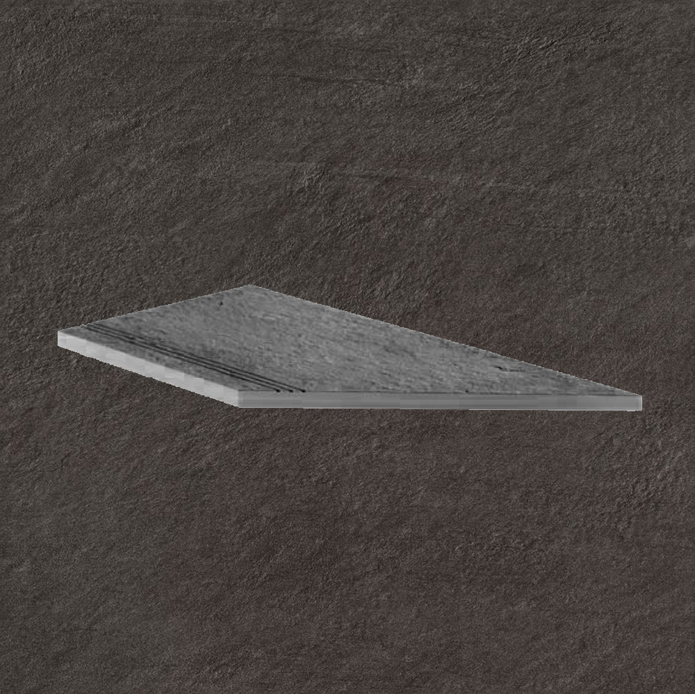 Тротуарная плитка Черная Lastra. Спец. Элемент-Ступень Угловая Линеаре Пс 30x60 Лэндстоун Найт \ Landstone Night Gradino Lineare Angolo Dx 300х600х20мм