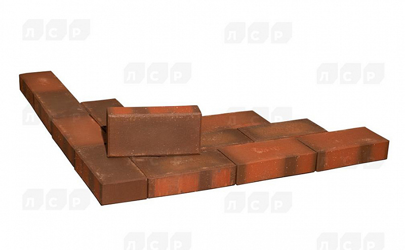 Тротуарная плитка / брусчатка Клинкерная ЛСР красный флэшинг "Ноттингем" 200*100*50 мм