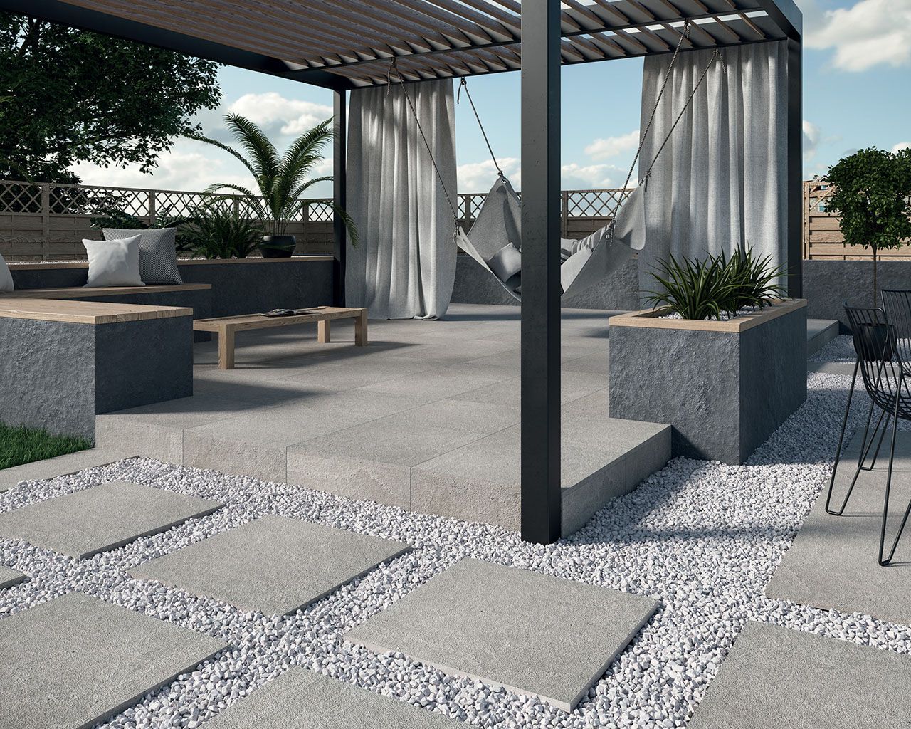 Optimal Antracite 20 мм тротуарная плитка уличная, противоскользящая, керамогранитная 595*595*20 мм Paradyz