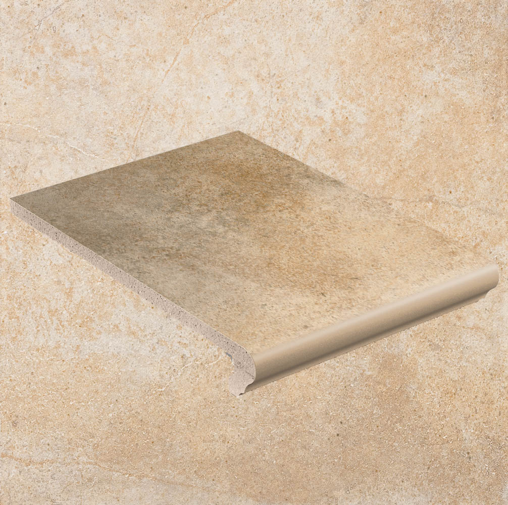 Клинкерная ступень флорентинер противоскользящая плитка Stroeher KERAPLATTE AERA 725 faveo 340*294*12 мм