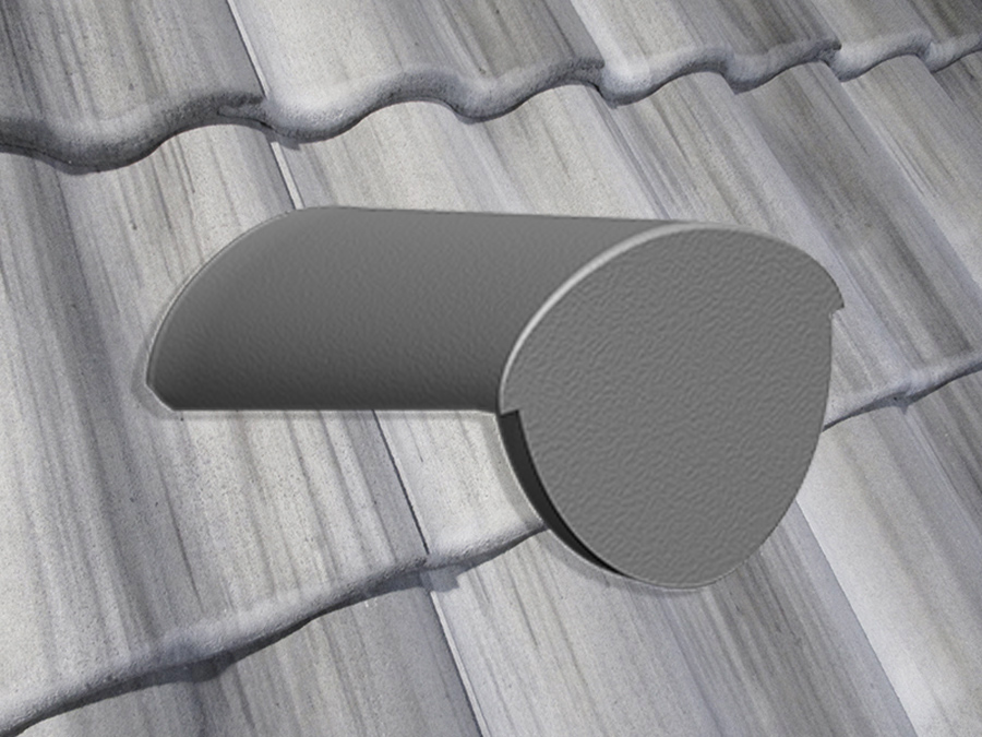 Конечная коньковая черепица натуральная цементно-песчаная Antik серый 81, Старый камень Kriastak Baltic tile