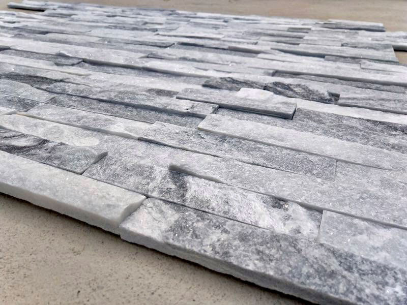 Кварцит бело-серый 1308g 600*150*10-20 мм, натуральный камень для интерьера и фасада BD