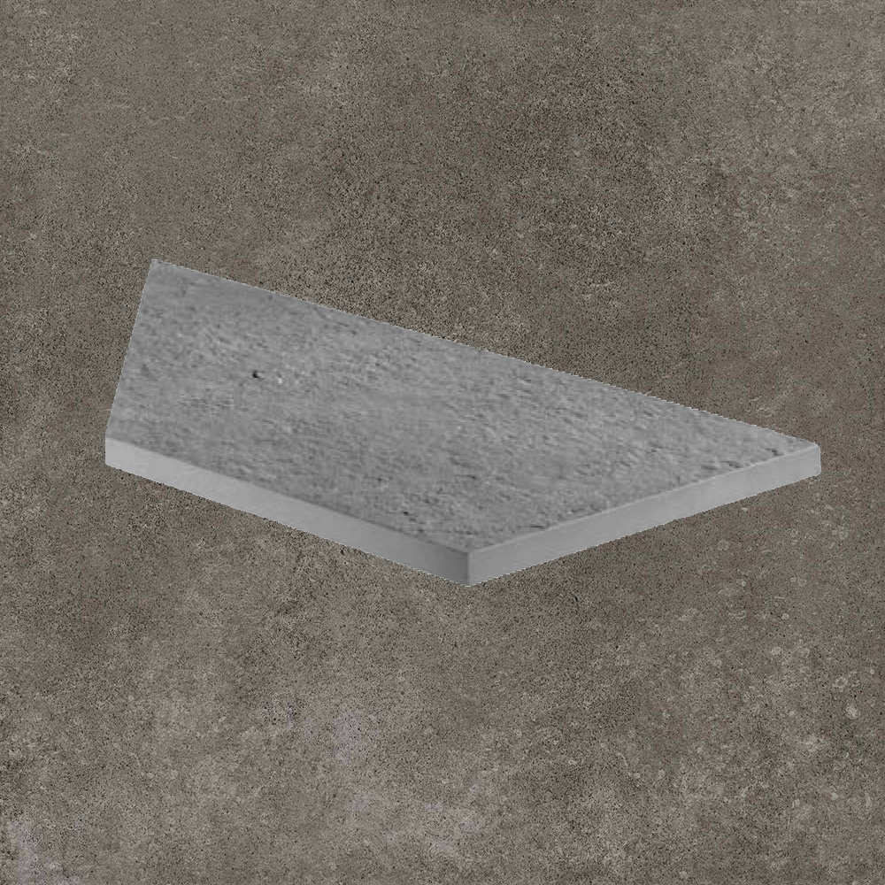 Тротуарная плитка Серая Lastra. Спец. Элемент- Бортик Угловой Лс Дрифт Грей \ Drift Grey Lineare Angolo Sx 300х600х20мм