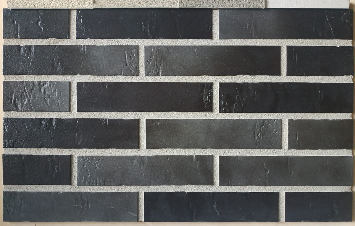 ABC Schieferstruktur Dresden, 240*52*7 мм Клинкерная фасадная плитка под кирпич Черный, Тёмно-серый.