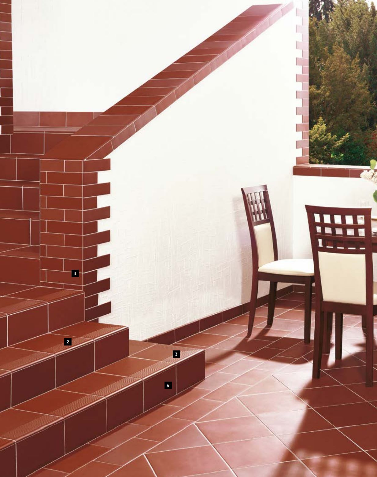 Natural Rosa Duro клинкерная ступень с насечками противоскользящая 300x300x11 мм