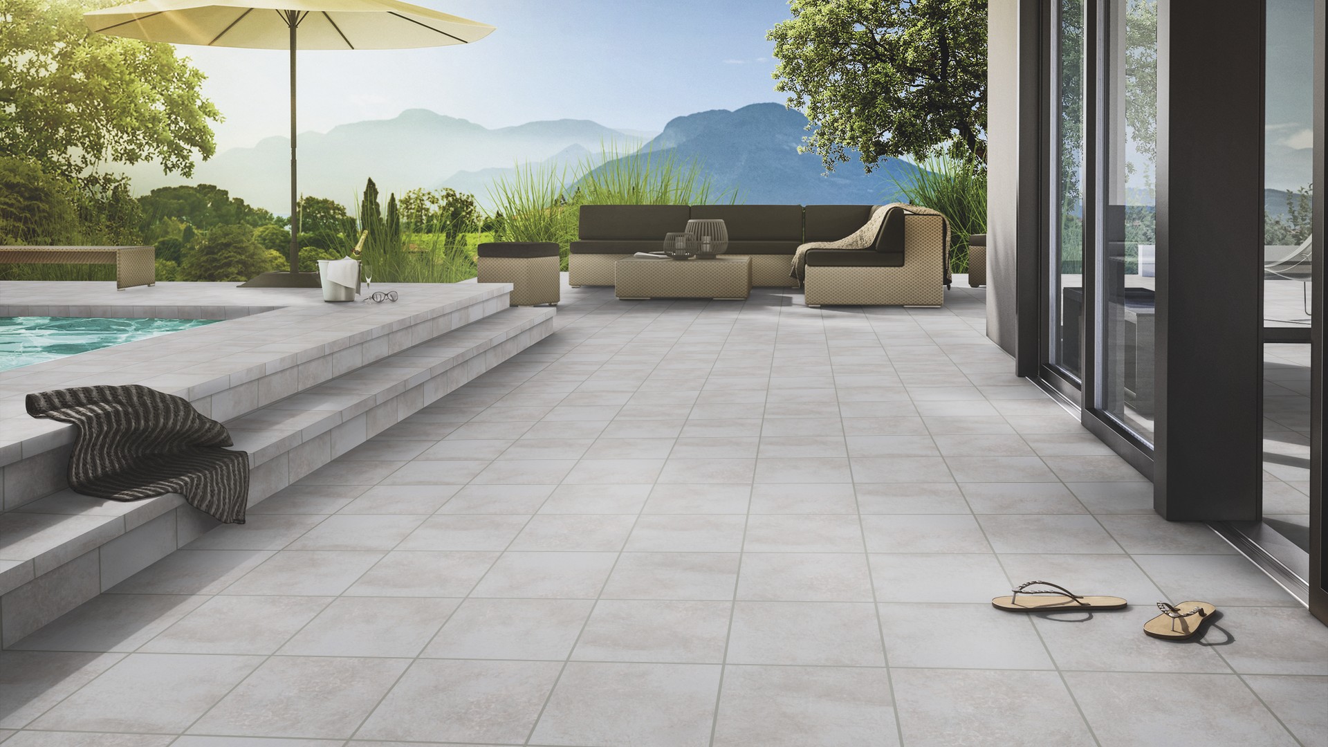 Клинкерная Плитка напольная противоскользящая Stroeher KERAPLATTE AERA T 705 betone 444*294*10 мм