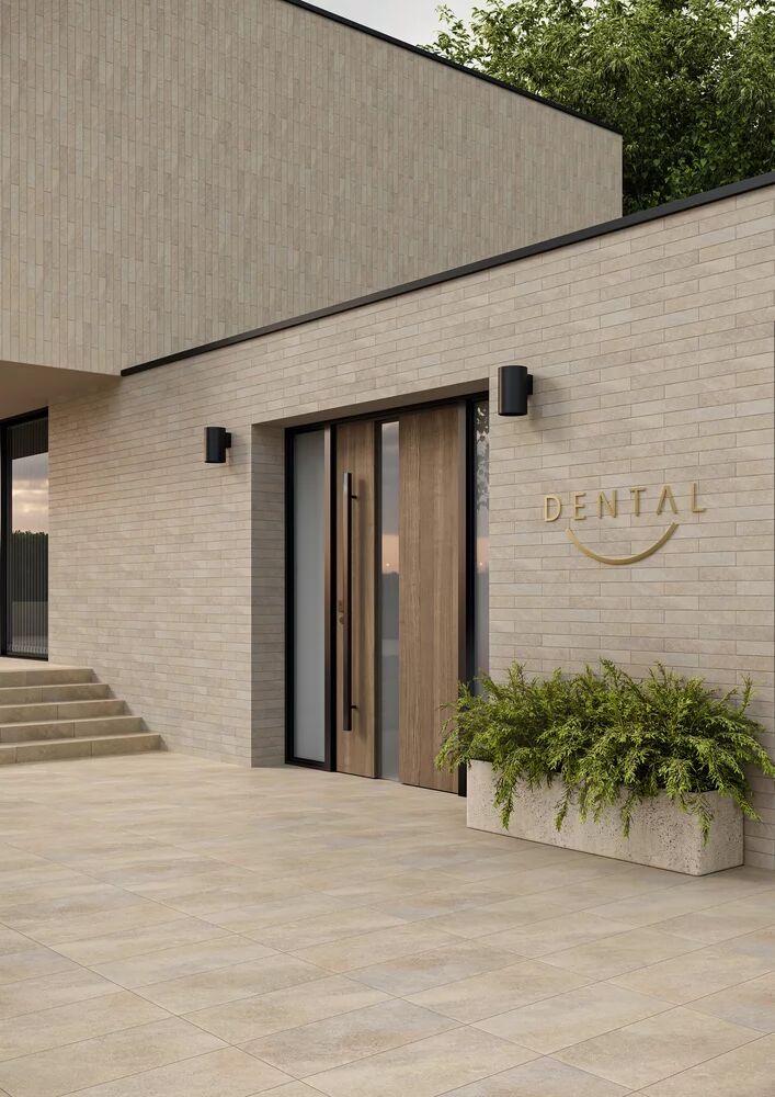 Клинкерная ступень с насечками Eremite Crema 600*300*8,5 мм – для улицы, террасы, крыльца, лестницы, морозостойкая